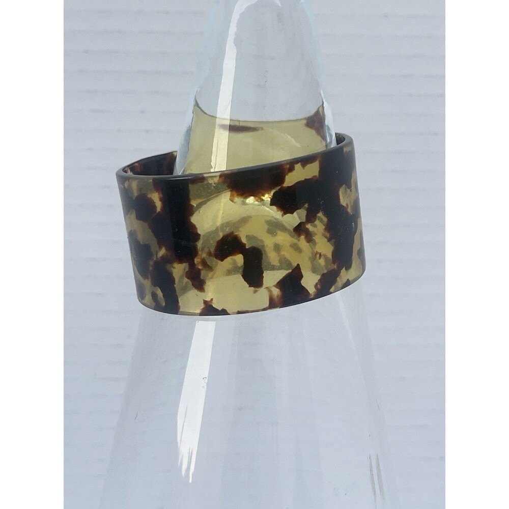 Vintage Faux Turtle Tortoise Shell Celluloid Spotted Cuff Bracelet Bangle
